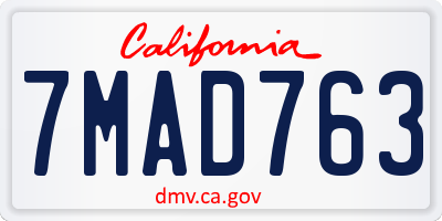 CA license plate 7MAD763