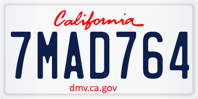CA license plate 7MAD764
