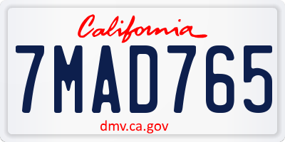 CA license plate 7MAD765