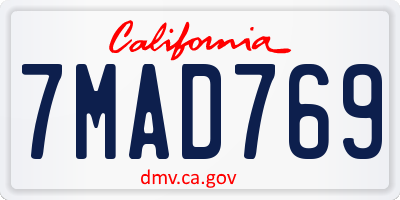 CA license plate 7MAD769