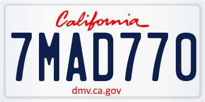 CA license plate 7MAD770