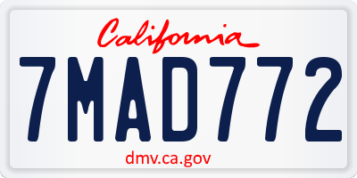 CA license plate 7MAD772