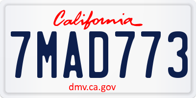 CA license plate 7MAD773