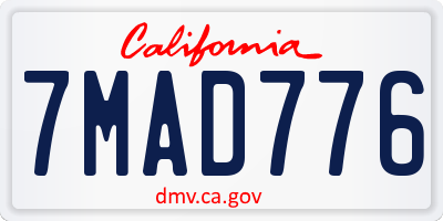CA license plate 7MAD776