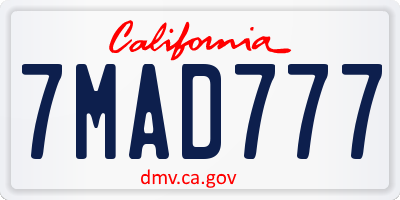 CA license plate 7MAD777
