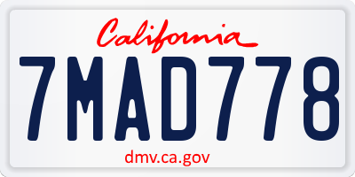 CA license plate 7MAD778