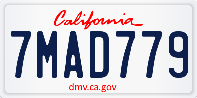 CA license plate 7MAD779