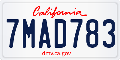 CA license plate 7MAD783