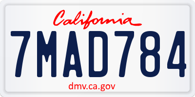 CA license plate 7MAD784