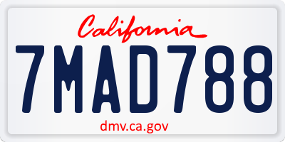 CA license plate 7MAD788