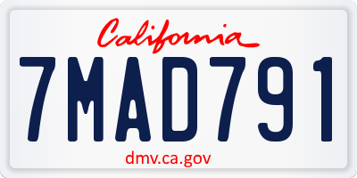 CA license plate 7MAD791