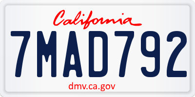 CA license plate 7MAD792