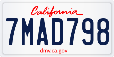 CA license plate 7MAD798