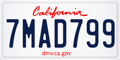CA license plate 7MAD799