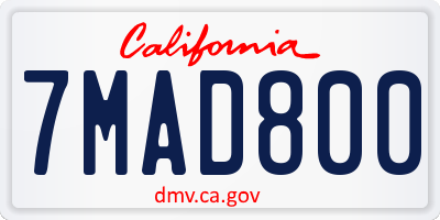 CA license plate 7MAD800