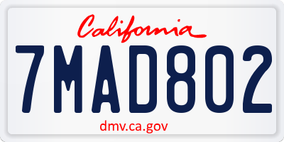 CA license plate 7MAD802