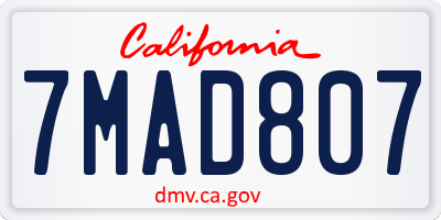 CA license plate 7MAD807