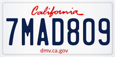 CA license plate 7MAD809