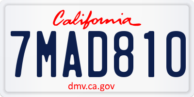 CA license plate 7MAD810