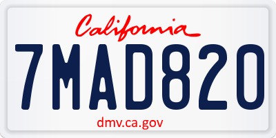 CA license plate 7MAD820