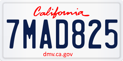 CA license plate 7MAD825