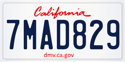 CA license plate 7MAD829