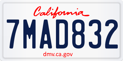 CA license plate 7MAD832