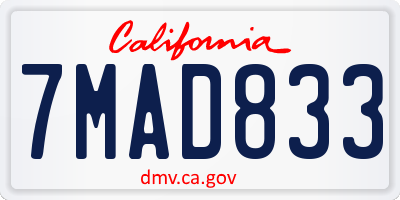 CA license plate 7MAD833