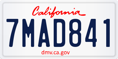 CA license plate 7MAD841