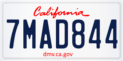 CA license plate 7MAD844