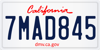 CA license plate 7MAD845