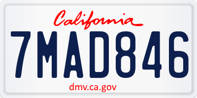 CA license plate 7MAD846