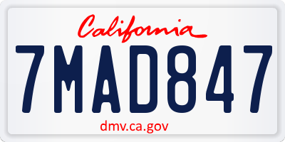 CA license plate 7MAD847