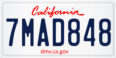 CA license plate 7MAD848