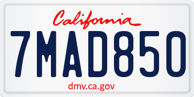 CA license plate 7MAD850