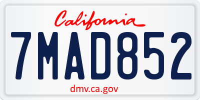CA license plate 7MAD852