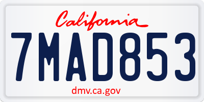 CA license plate 7MAD853