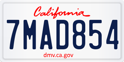 CA license plate 7MAD854
