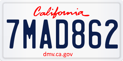 CA license plate 7MAD862