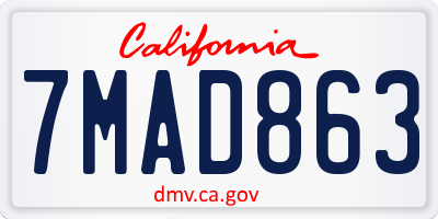 CA license plate 7MAD863