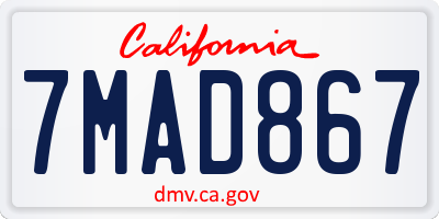 CA license plate 7MAD867