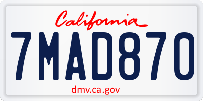 CA license plate 7MAD870