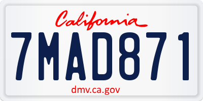 CA license plate 7MAD871