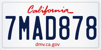 CA license plate 7MAD878