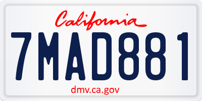 CA license plate 7MAD881