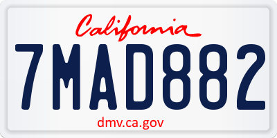 CA license plate 7MAD882