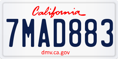 CA license plate 7MAD883