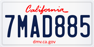 CA license plate 7MAD885