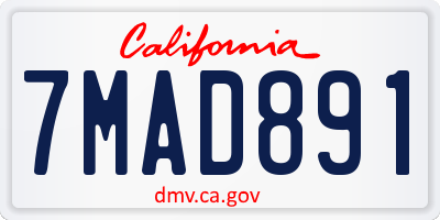 CA license plate 7MAD891
