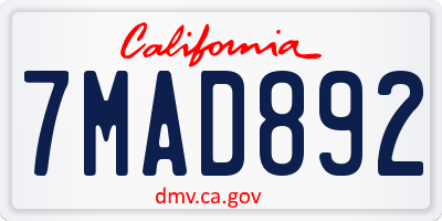 CA license plate 7MAD892